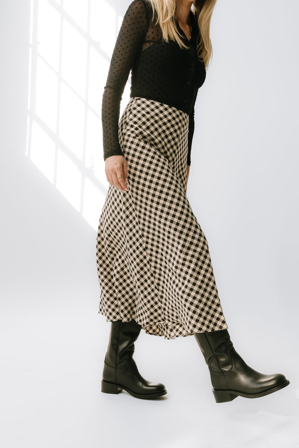 Posie Gingham Skirt in Black - FINAL SALE
