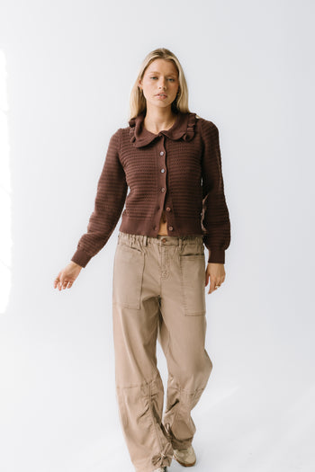 Maureen Collared Cardigan in Brown