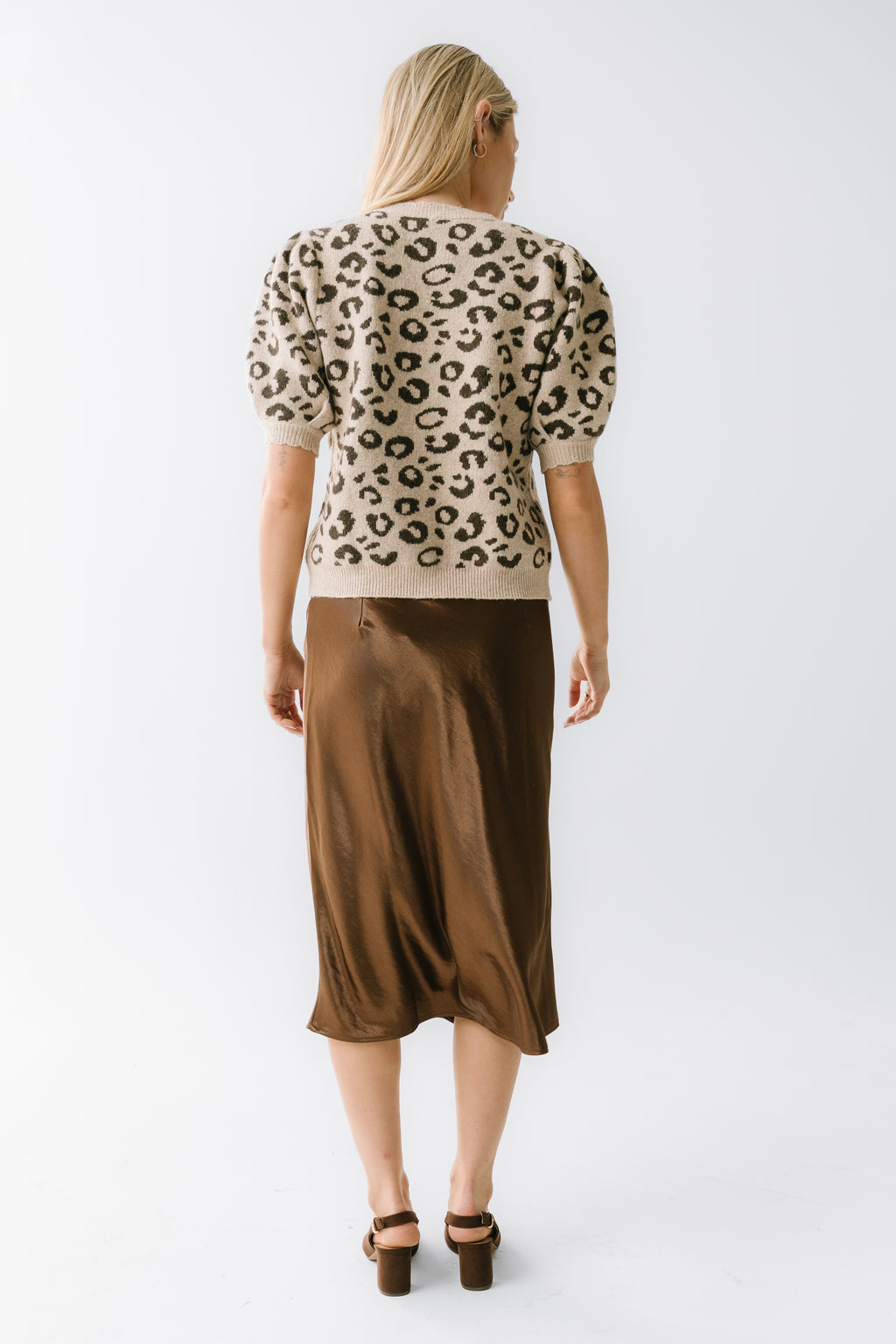 Juniper Satin Midi Skirt in Brown