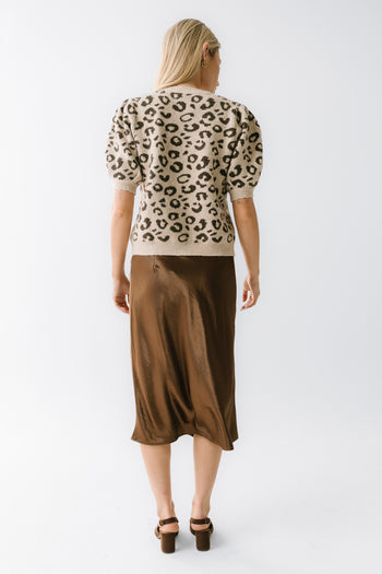 Juniper Satin Midi Skirt in Brown