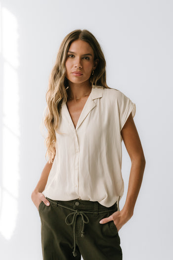 Poppy Collared Blouse in Cream - FINAL SALE