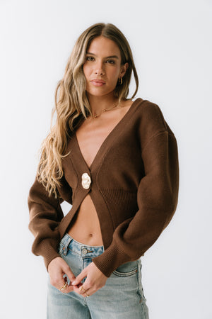 Minnie Knit Cardigan in Brown - FINAL SALE