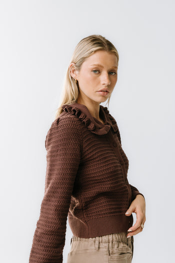 Maureen Collared Cardigan in Brown