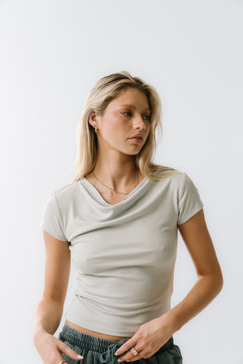 Paula Cowl Neck Top in Light Blue - FINAL SALE