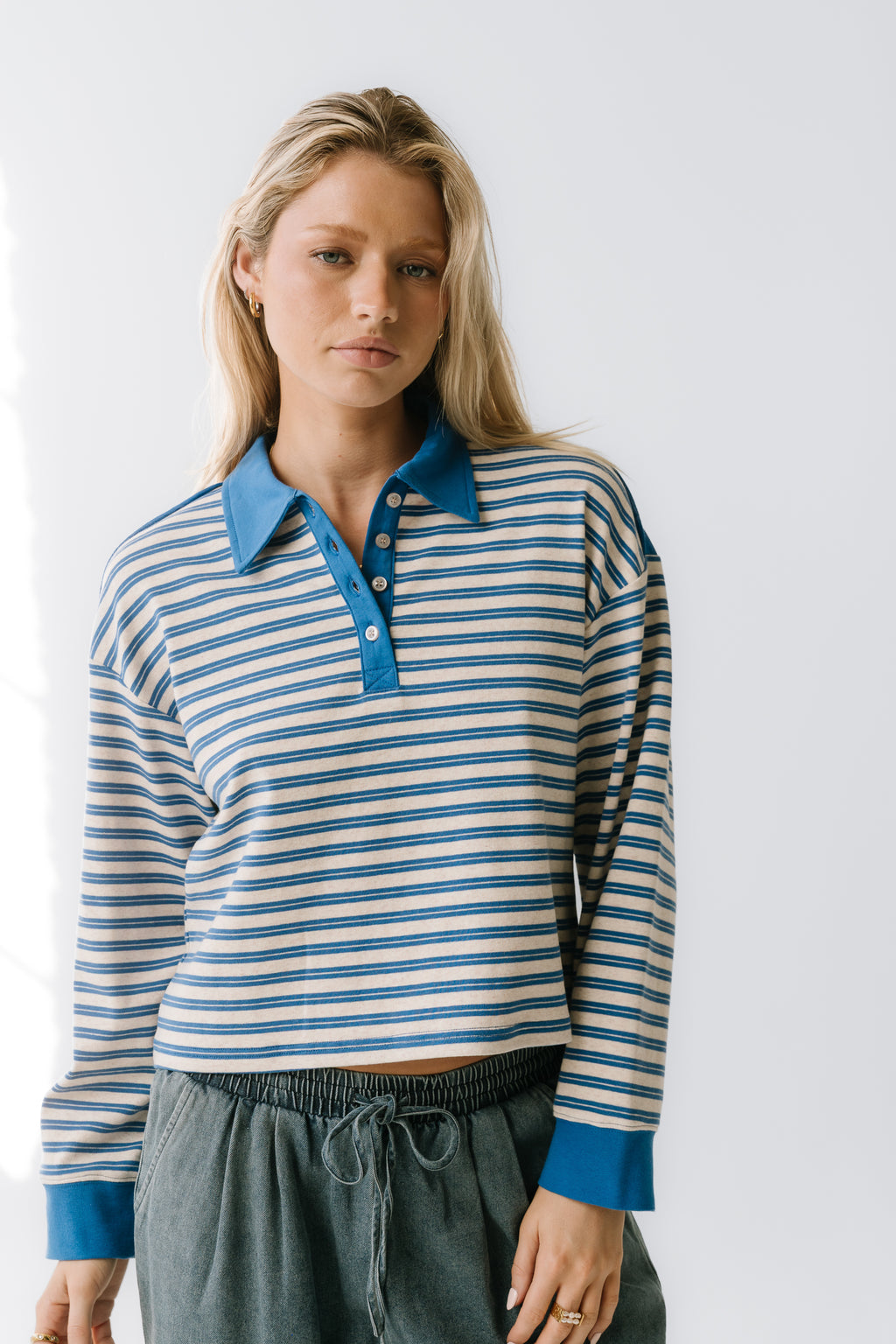 Kessie Striped Top in Blue - FINAL SALE