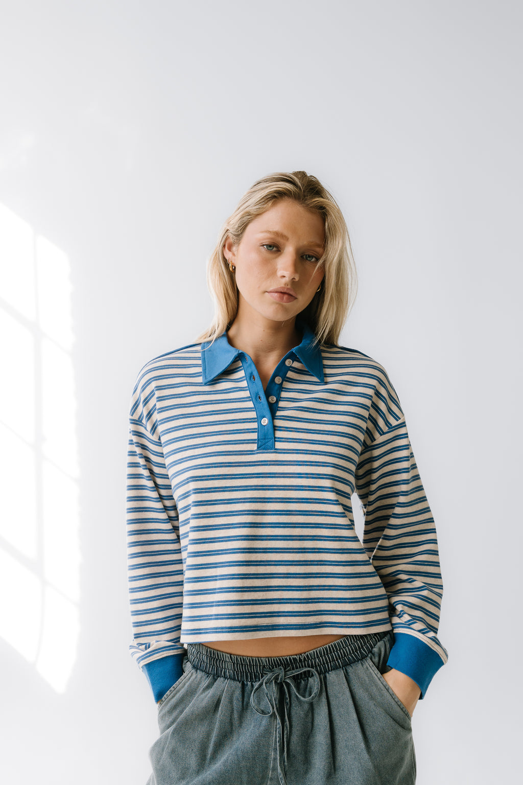 Kessie Striped Top in Blue - FINAL SALE