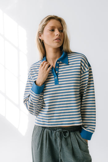 Kessie Striped Top in Blue - FINAL SALE