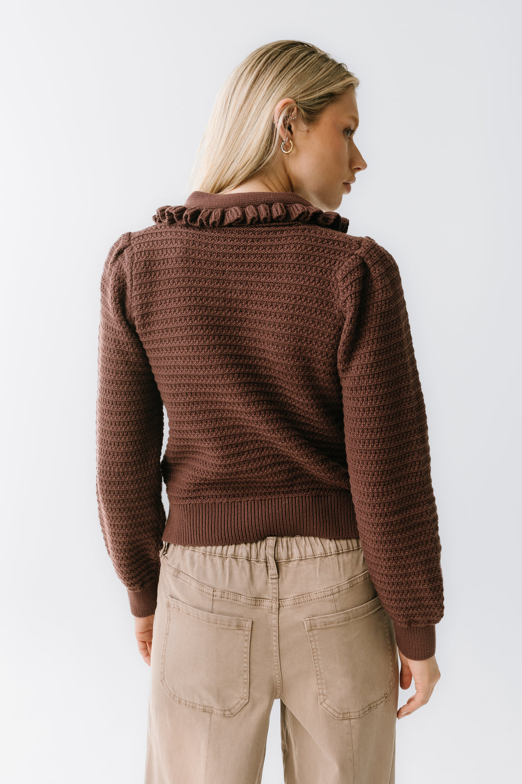Maureen Collared Cardigan in Brown