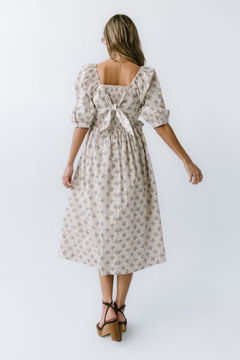 Gloria Floral Midi Dress in Ecru