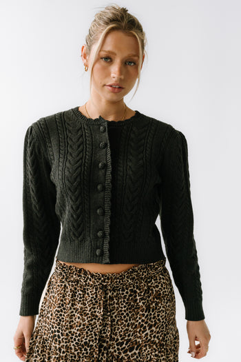 France Knit Cardigan in Charcoal - FINAL SALE
