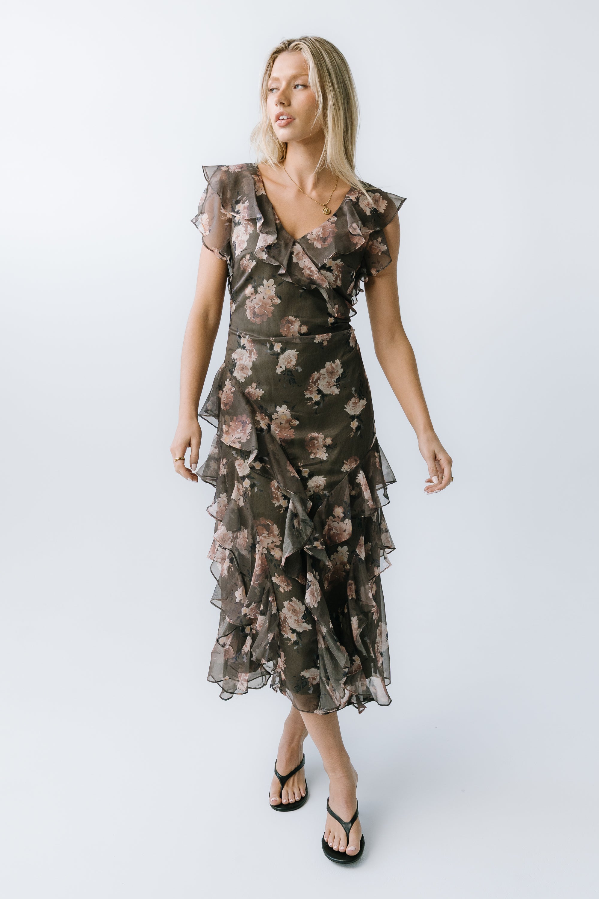Kensie Ruffle Maxi Dress
