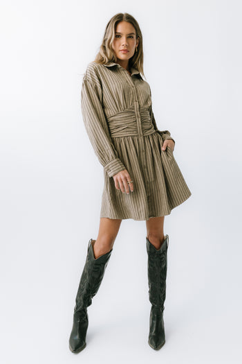 Lonnie Striped Mini Dress in Taupe - FINAL SALE