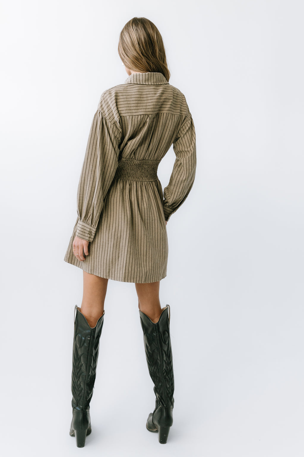 Lonnie Striped Mini Dress in Taupe - FINAL SALE