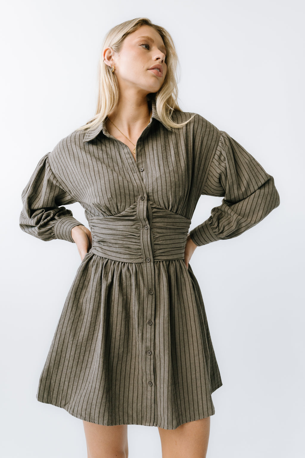 Lonnie Striped Mini Dress in Grey - FINAL SALE