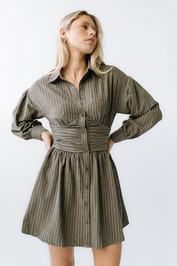 Lonnie Striped Mini Dress in Grey - FINAL SALE
