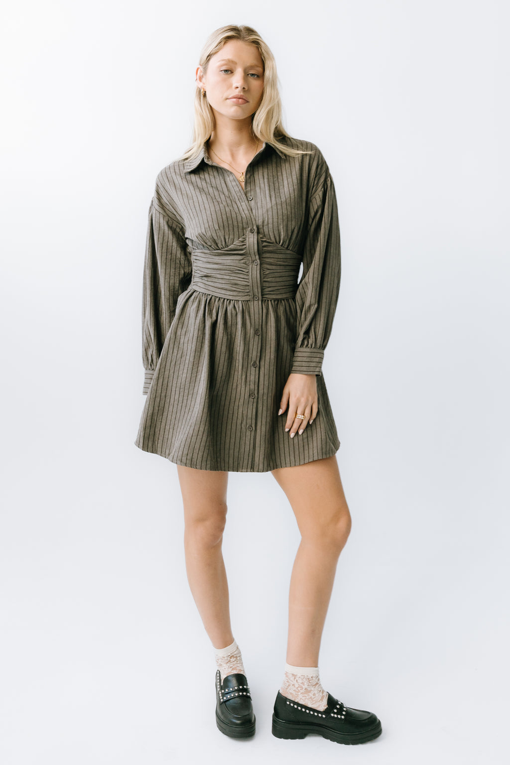 Lonnie Striped Mini Dress in Grey - FINAL SALE