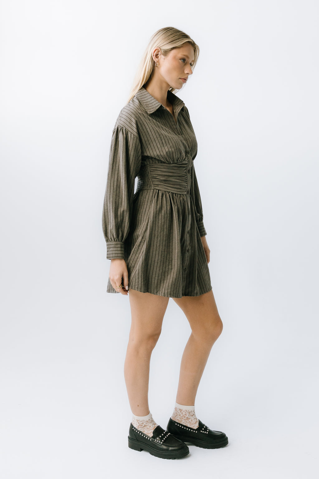 Lonnie Striped Mini Dress in Grey - FINAL SALE