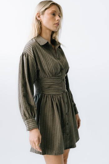 Lonnie Striped Mini Dress in Grey - FINAL SALE