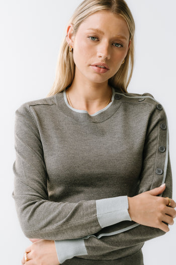 Rustin Contrast Sweater in Grey - FINAL SALE