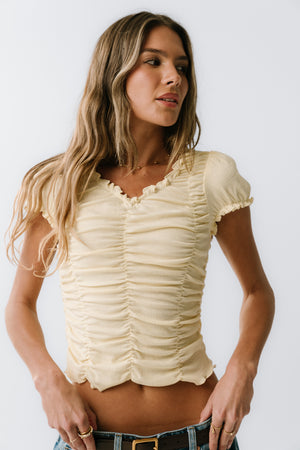Regan Ruched Top in Yellow - FINAL SALE