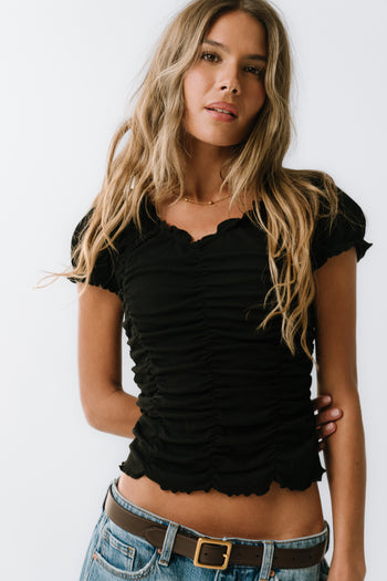 Regan Ruched Top in Black