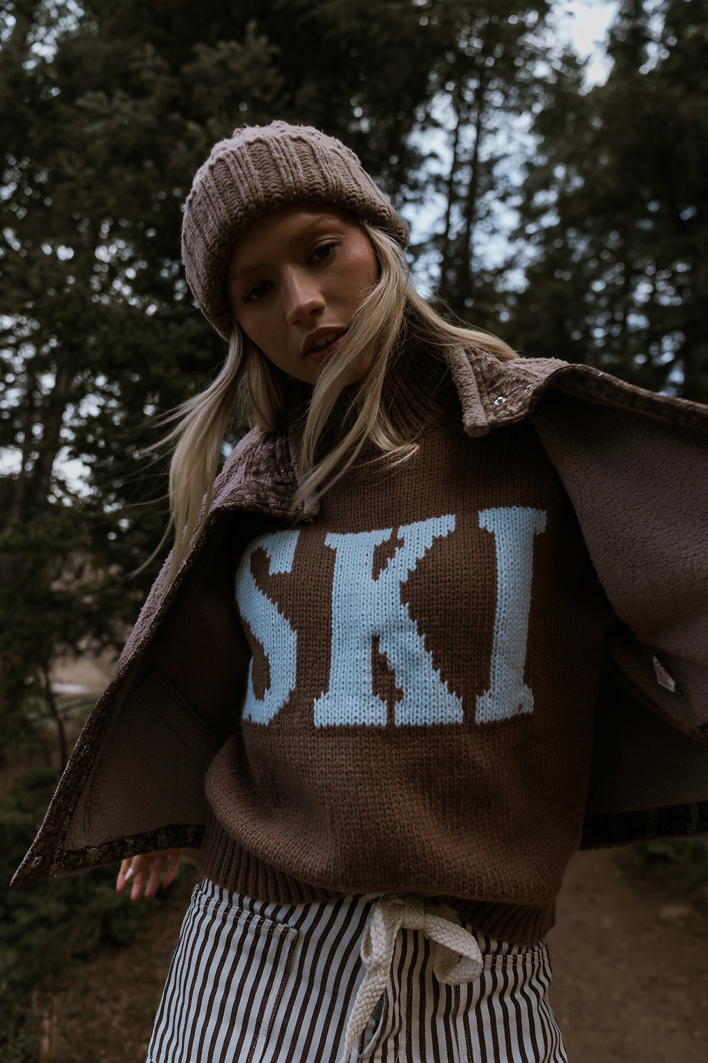 Ski Knit Sweater in Brown - FINAL SALE