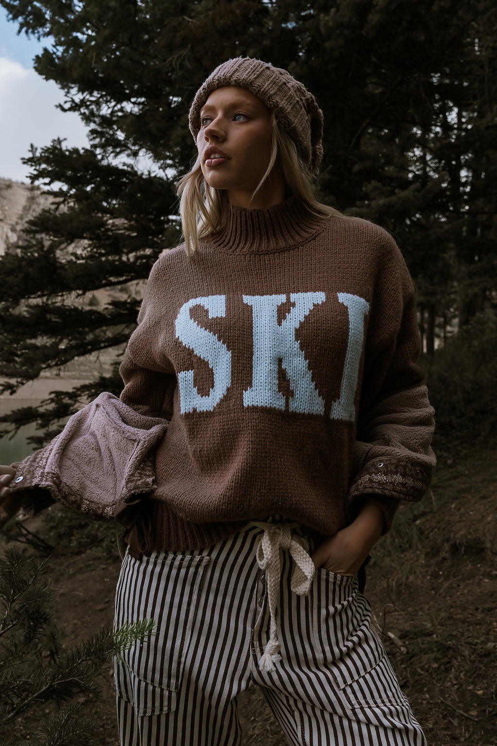 Ski Knit Sweater in Brown - FINAL SALE