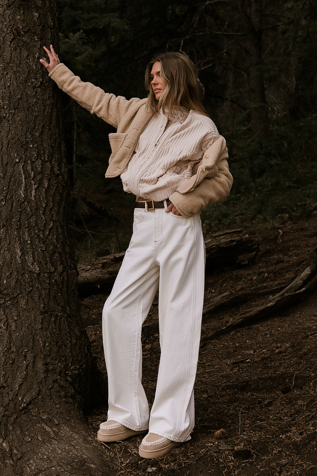 Eden Baggy Jeans in Ecru - FINAL SALE