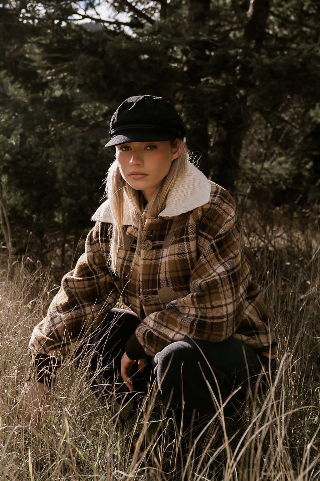 Gigi Plaid Jacket in Taupe