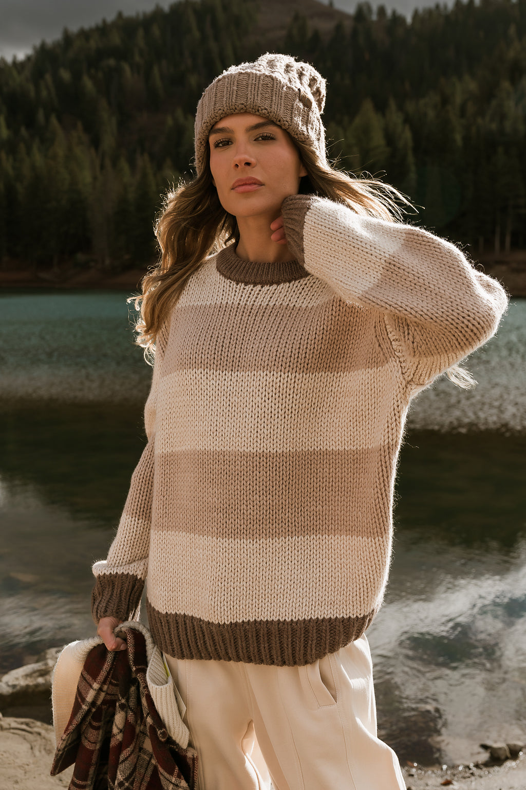 Jolene Striped Sweater in Brown