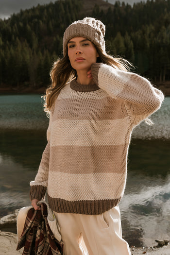 Jolene Striped Sweater in Brown