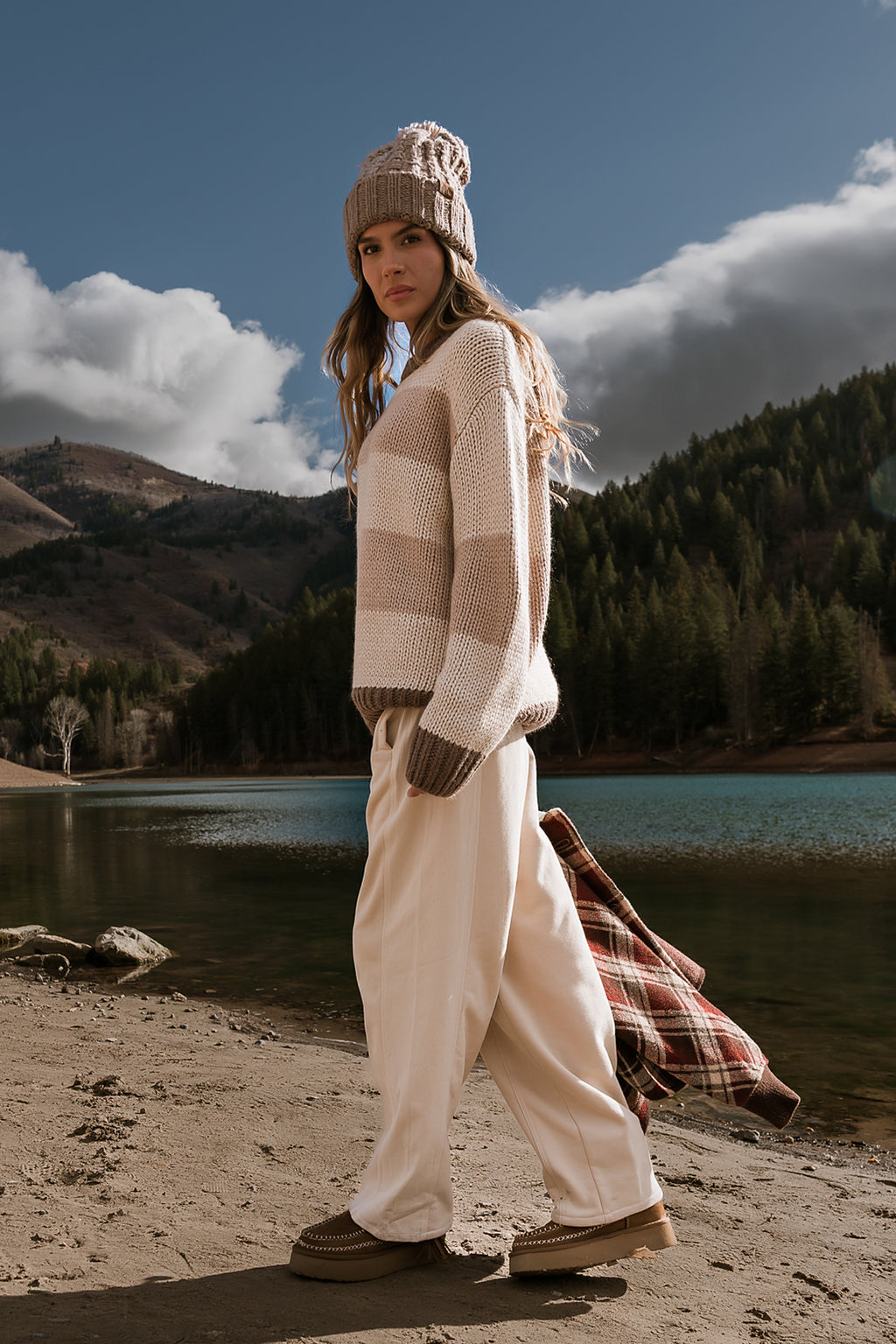 Jolene Striped Sweater in Brown