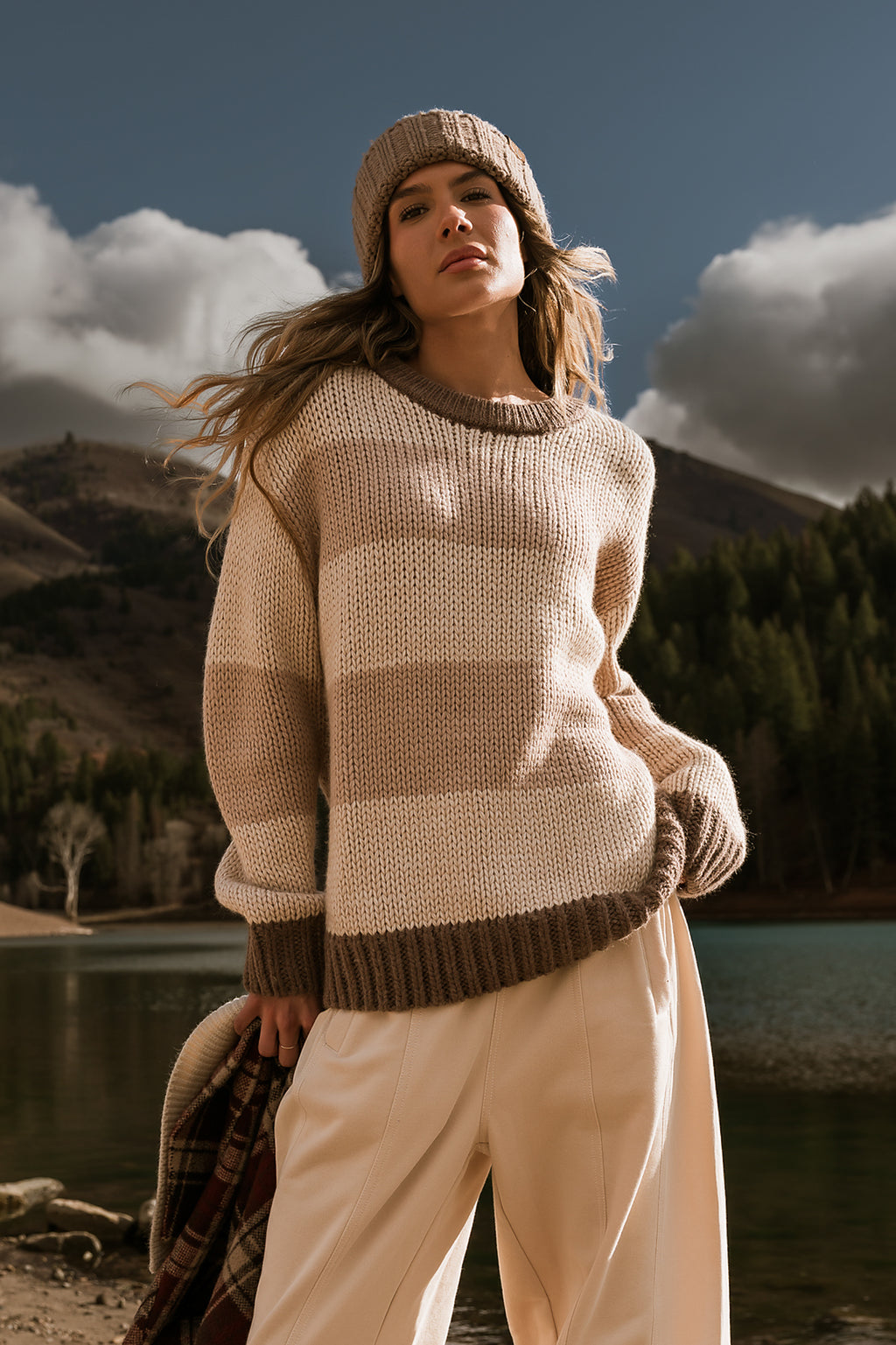 Jolene Striped Sweater in Brown