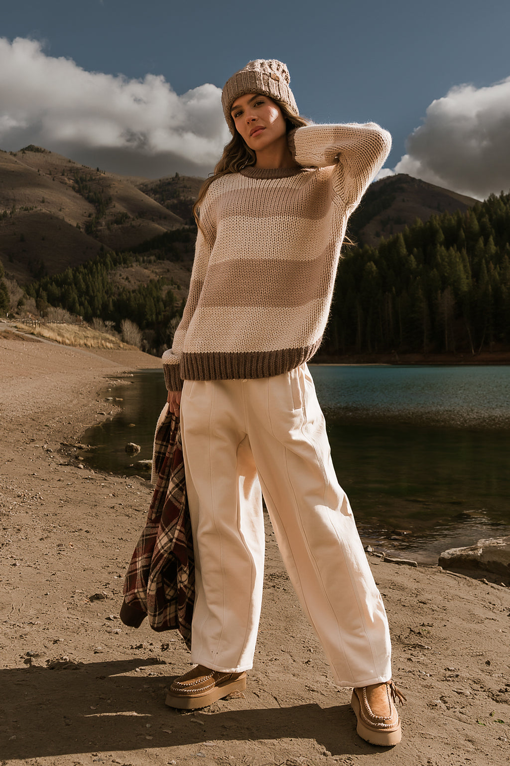 Jolene Striped Sweater in Brown
