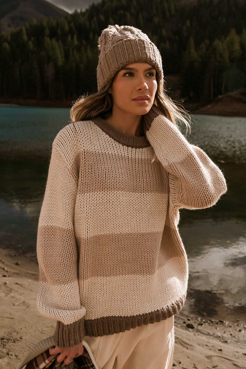 Jolene Striped Sweater in Brown