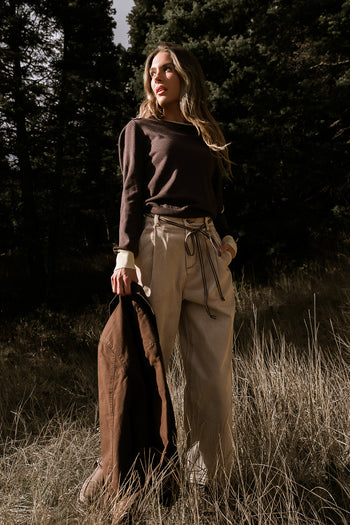 Rustin Contrast Sweater in Brown - FINAL SALE