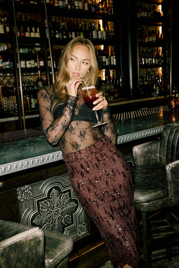 Drea Lace Layering Top in Black