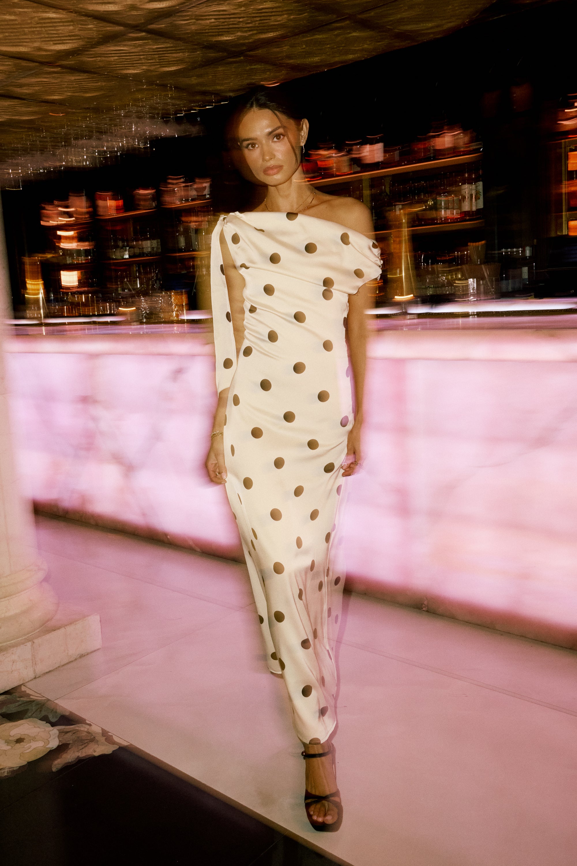 slim fit dress slacks Brenda Polka Dot Maxi Dress