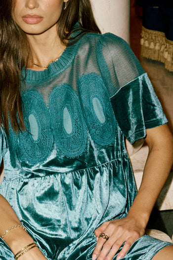 Banks Velvet Mini Dress in Teal