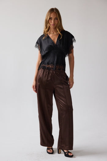 Chelsea Satin Blouse in Black