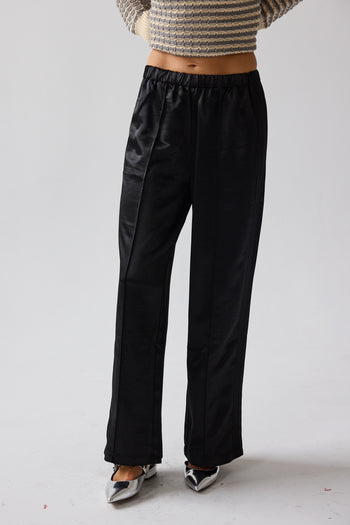 Gemma Satin Wide Leg Pants in Black