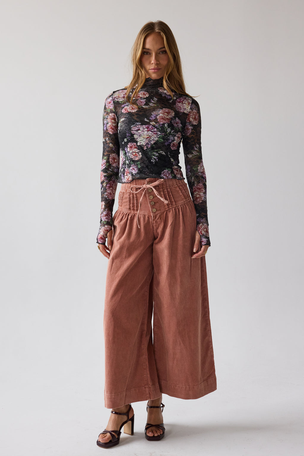 Barkley Corduroy Wide Leg Pants in Rust