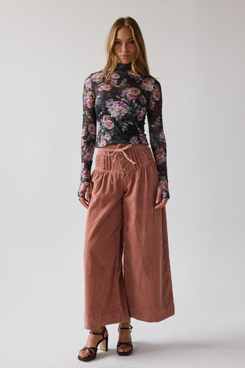 Barkley Corduroy Wide Leg Pants in Rust