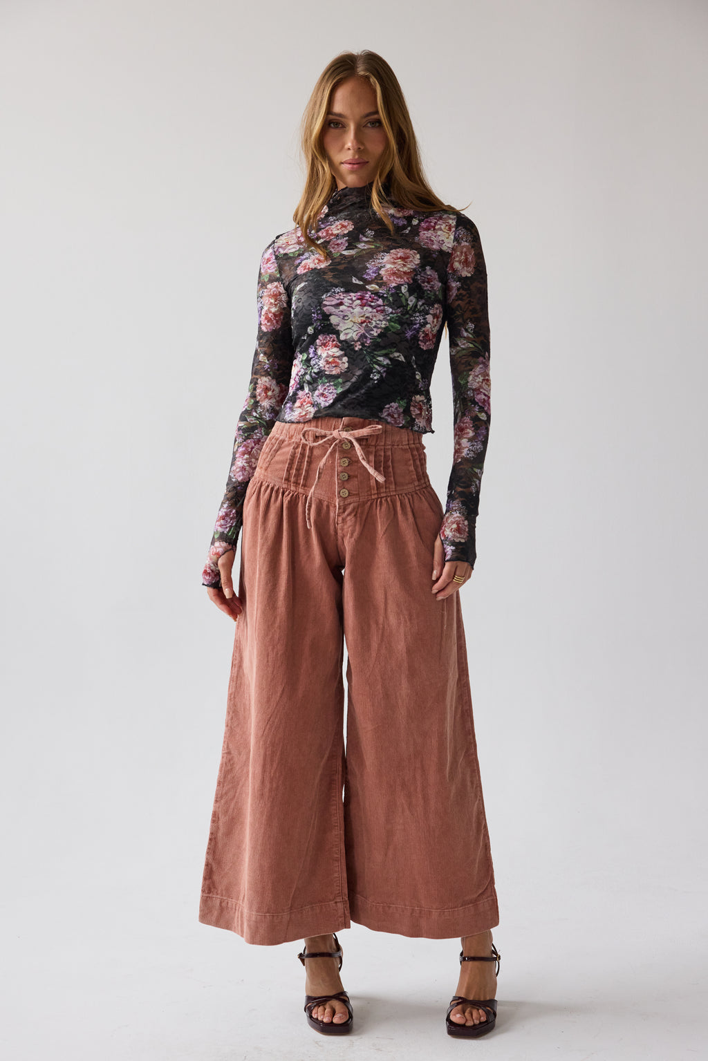 Barkley Corduroy Wide Leg Pants in Rust