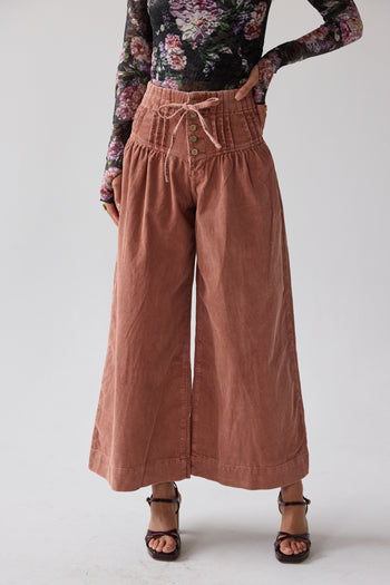 Barkley Corduroy Wide Leg Pants in Rust