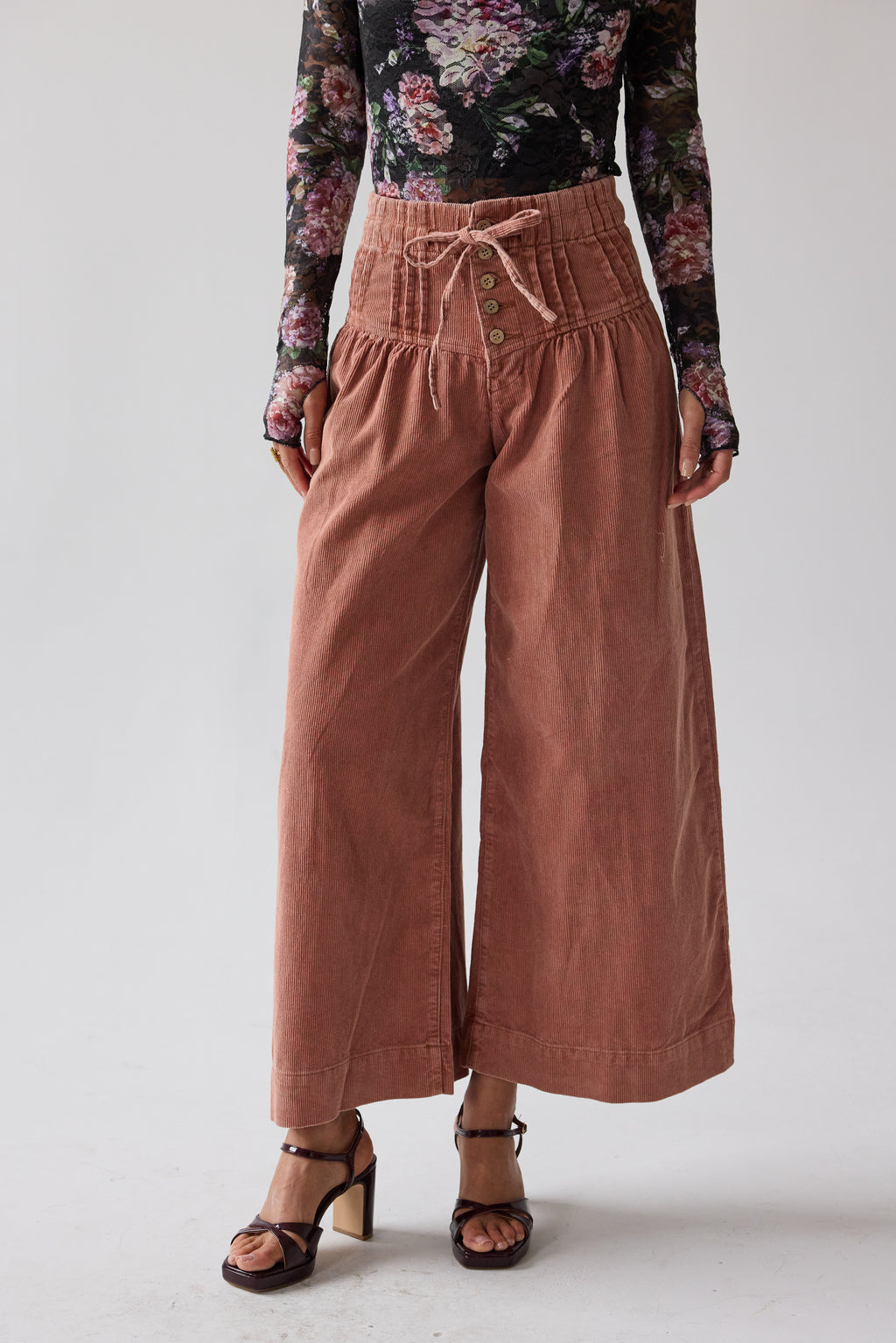 Barkley Corduroy Wide Leg Pants in Rust