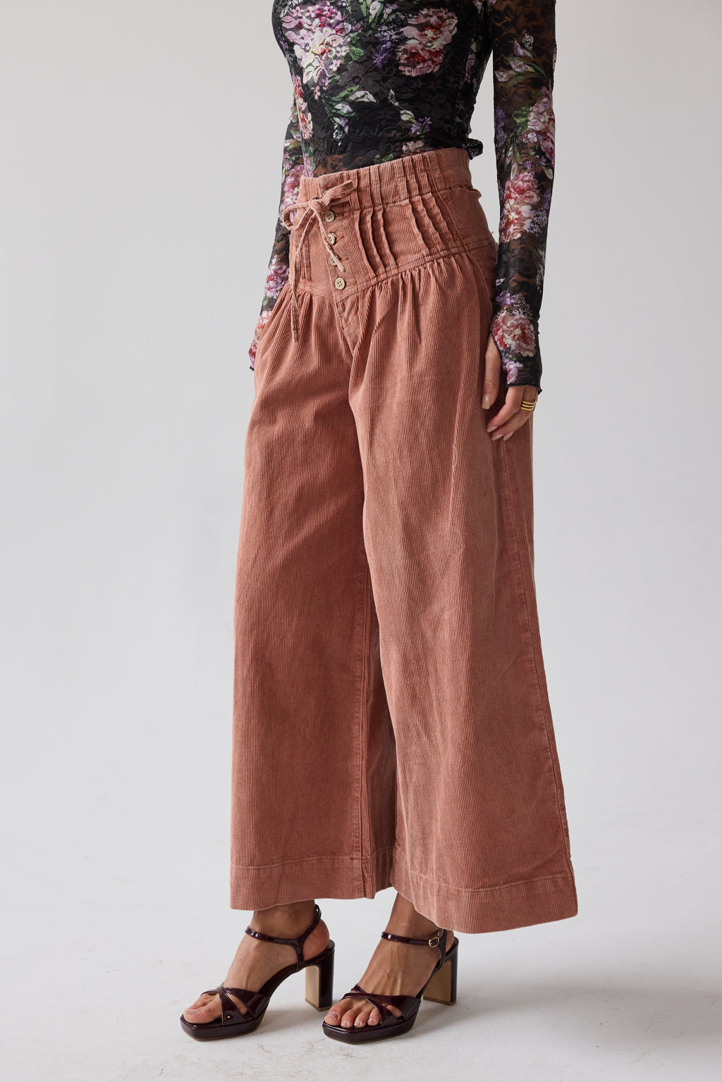 Barkley Corduroy Wide Leg Pants in Rust