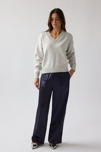 Adella Knit Sweater in Silver - FINAL SALE