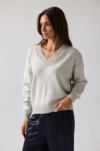 Adella Knit Sweater in Silver - FINAL SALE