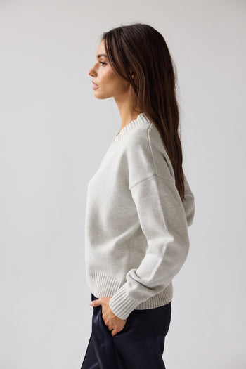 Adella Knit Sweater in Silver - FINAL SALE